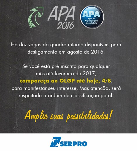 APA vagas agosto 2016