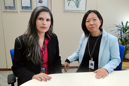 Cristina Fiuza (à esq.) e Miyuki Abe atendem o Ministério da Justiça no Serpro